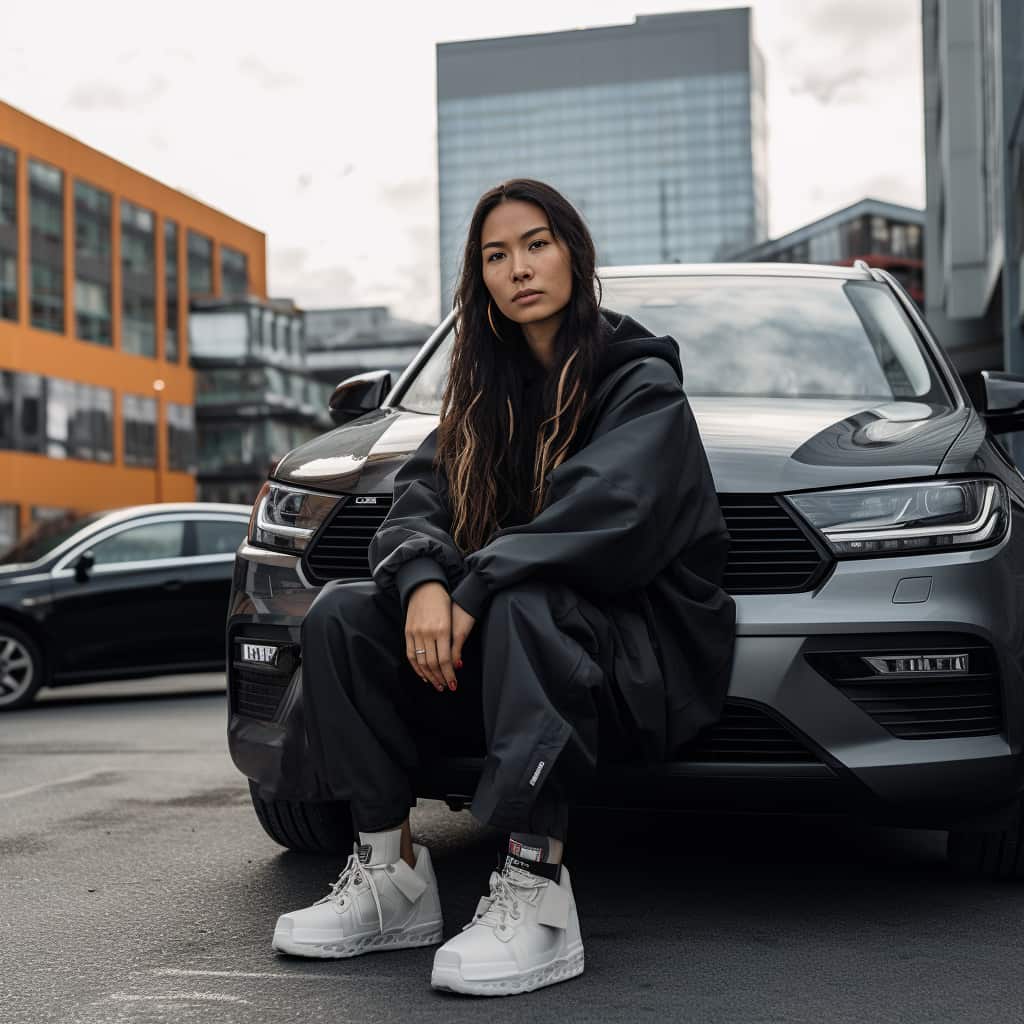 Seat Born owner in front of her car.